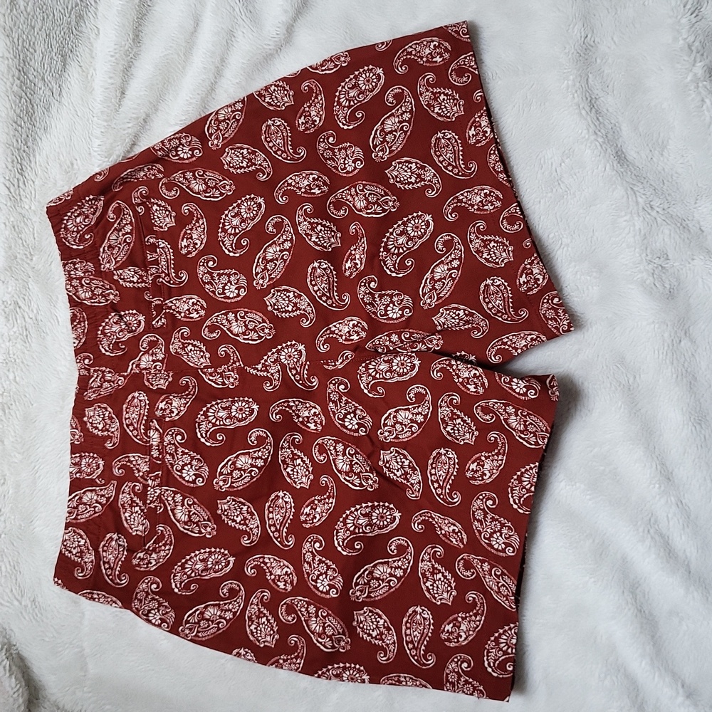 NWOT! 7" Lands' End Rust Red Paisley Printed Shorts Size 10 Petite - Picture 6 of 10
